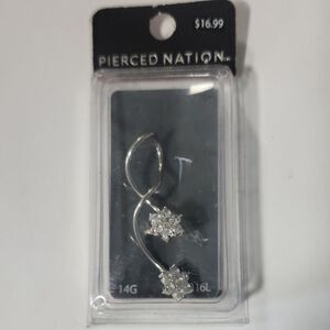 Spiral Flower Belly Button Ring 14G